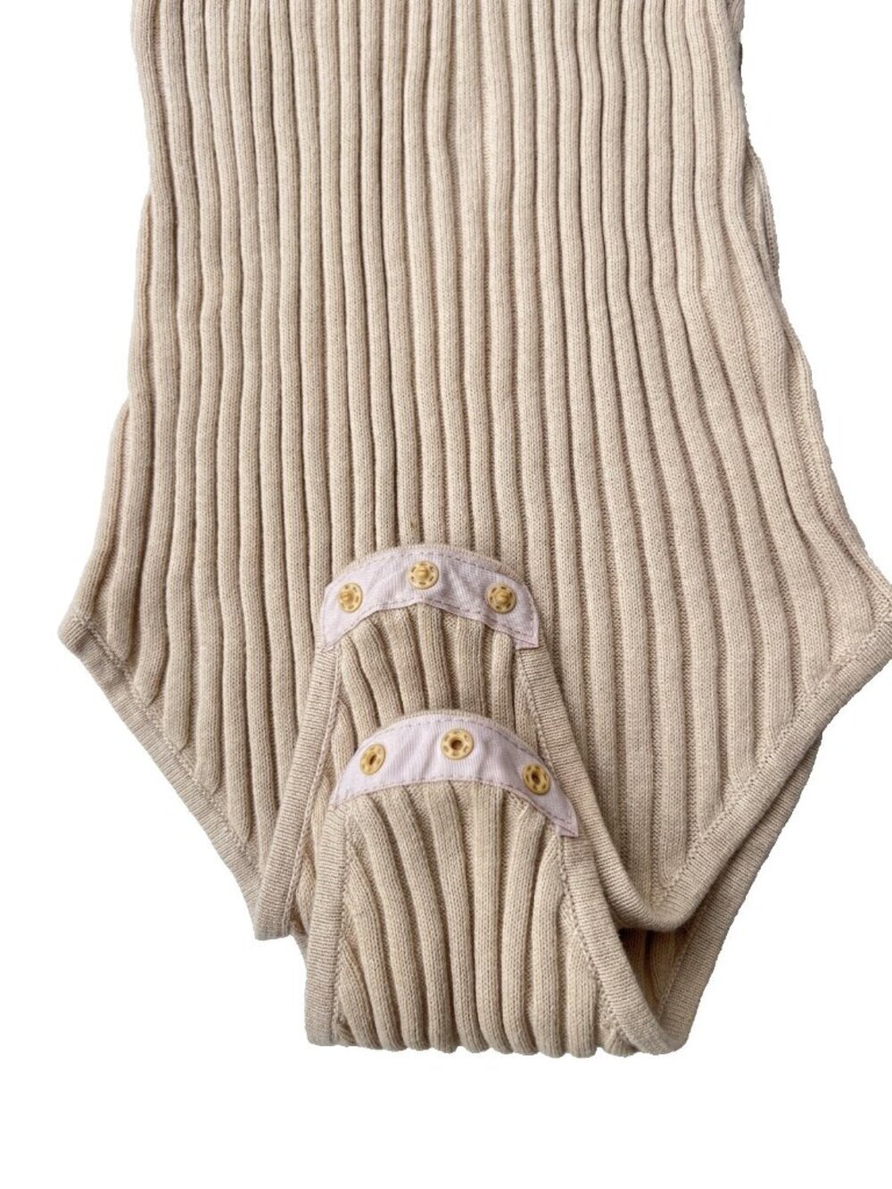 Honey Punch Beige Ribbed Turtleneck Bodysuit M | Sleeveless | Cotton | Neutral - Picture 5 of 8